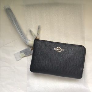 Coach pebble leather double zip